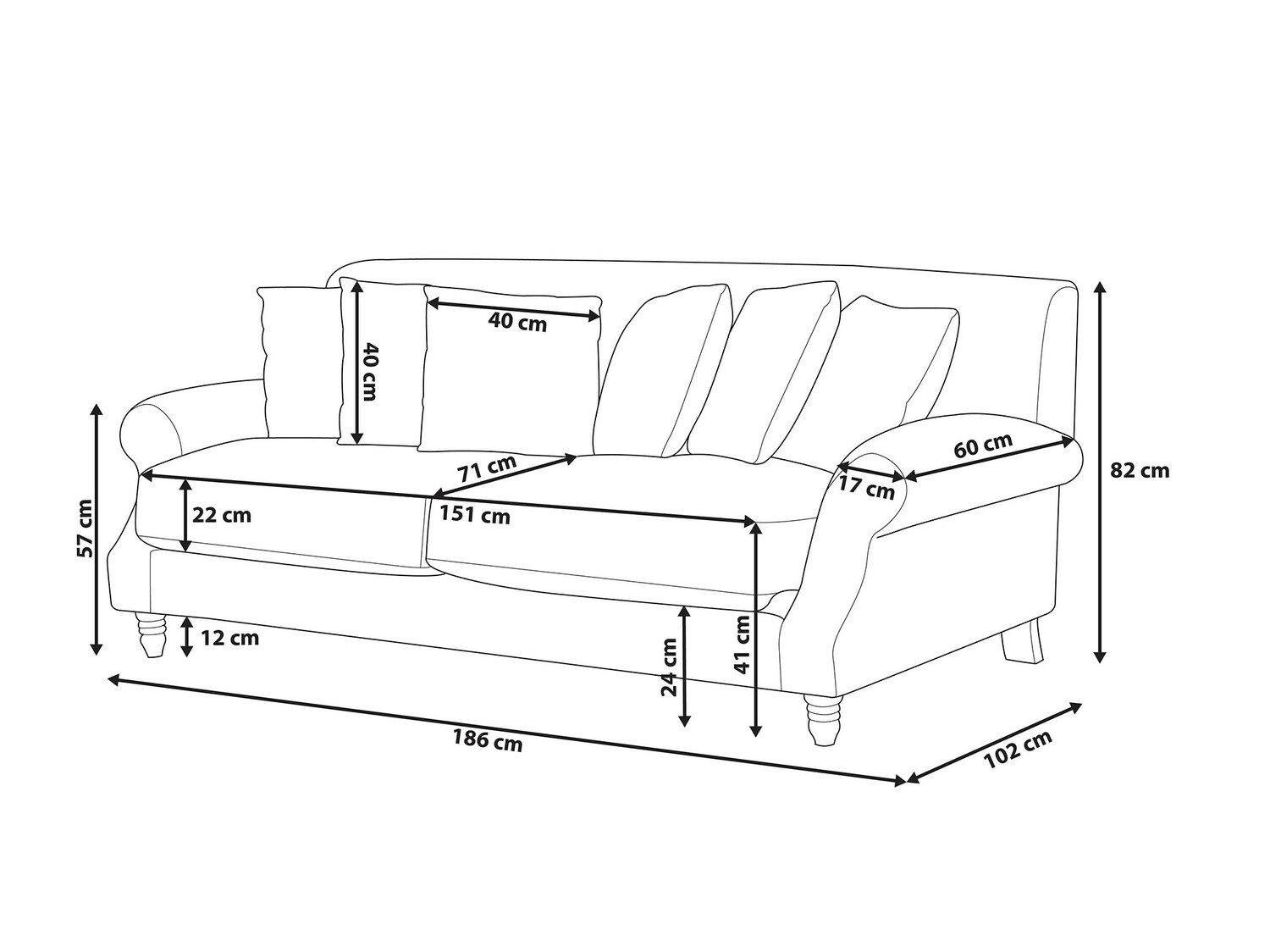 Sofa Berwyn 755 (Sivo)