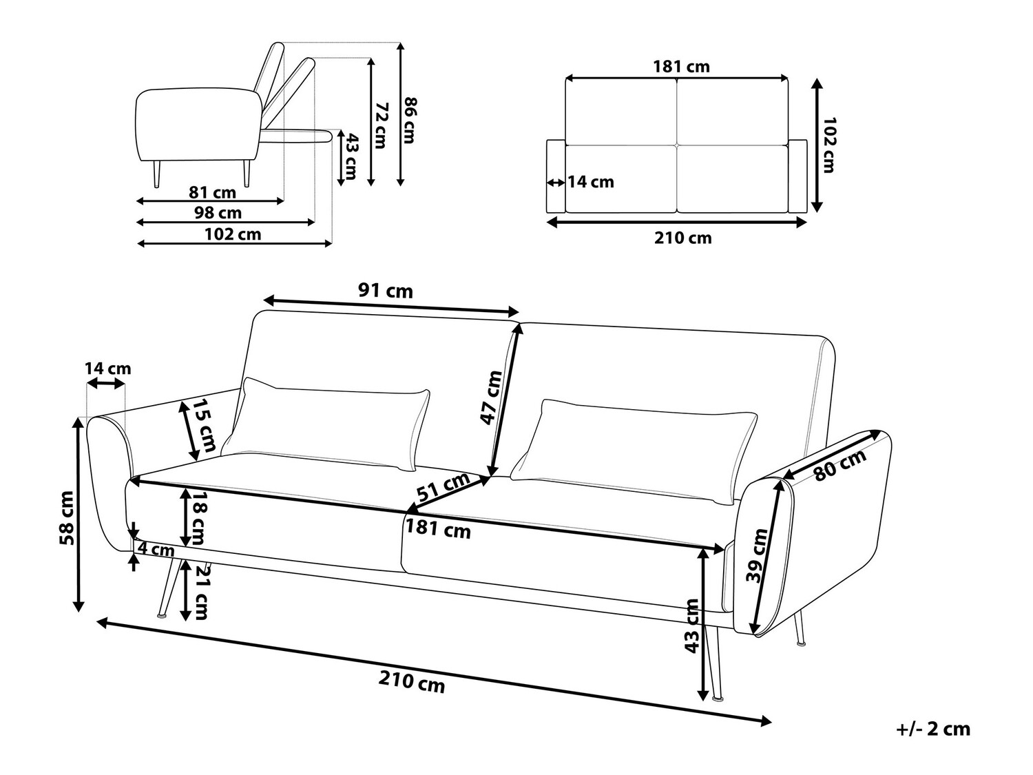 Sofa na razvlačenje Berwyn 750 (Zelena)