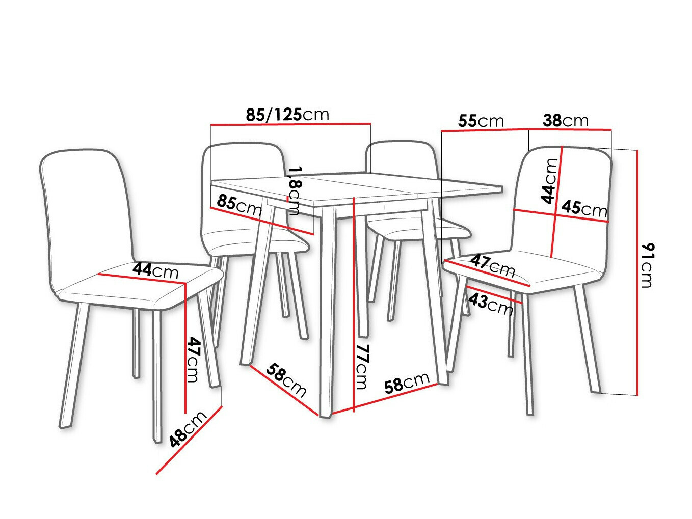 Trpezarijski set Edmond 116 (Zanatski zlatni hrast + Crno)