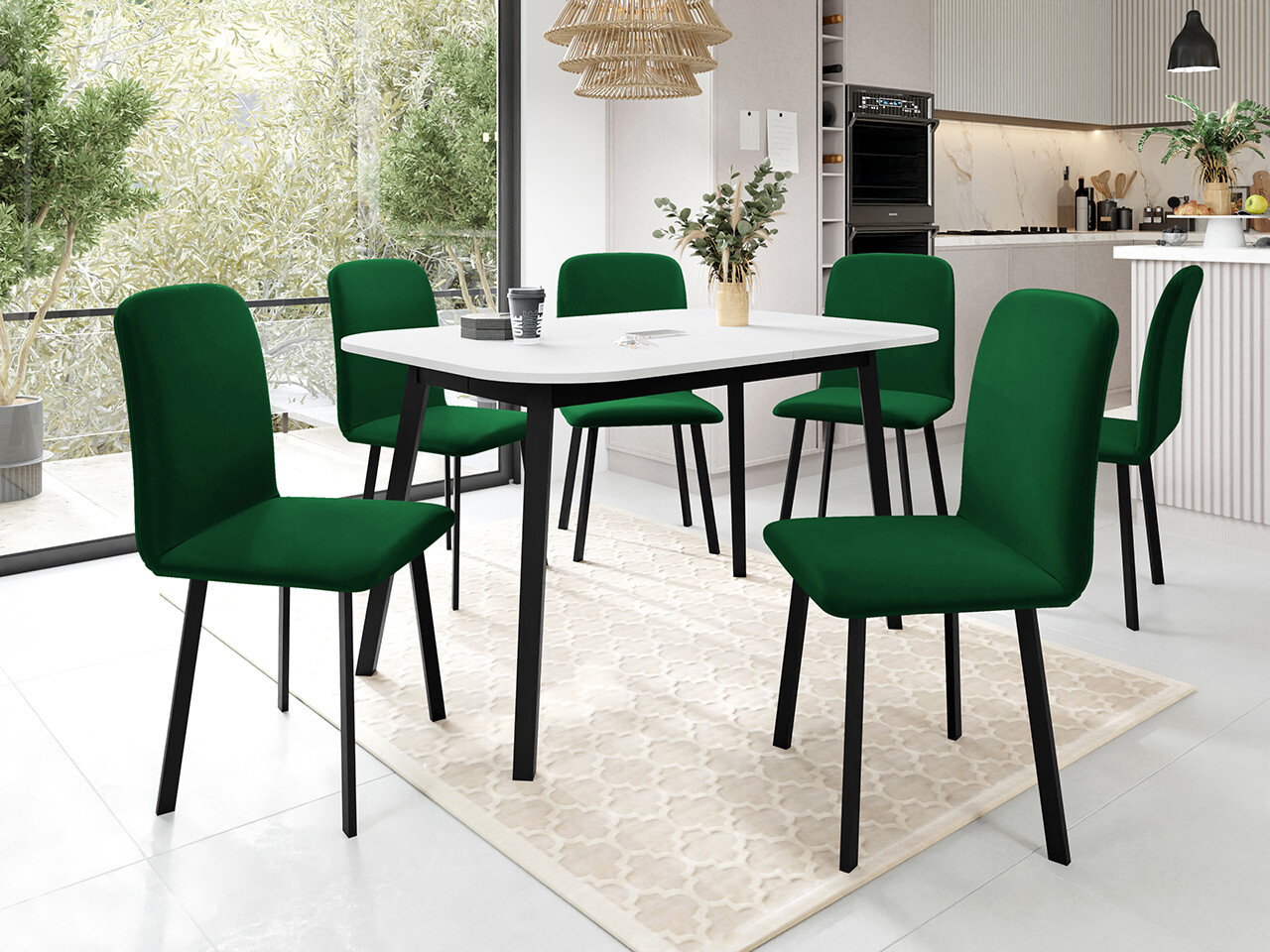 Trpezarijski set Edmond 117 (Belo + Crno)