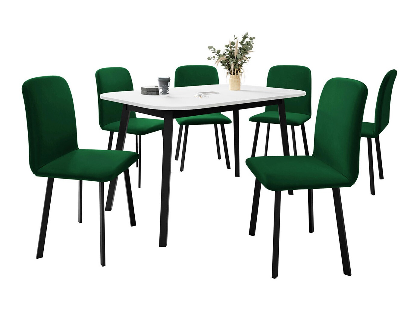 Trpezarijski set Edmond 117 (Belo + Crno)