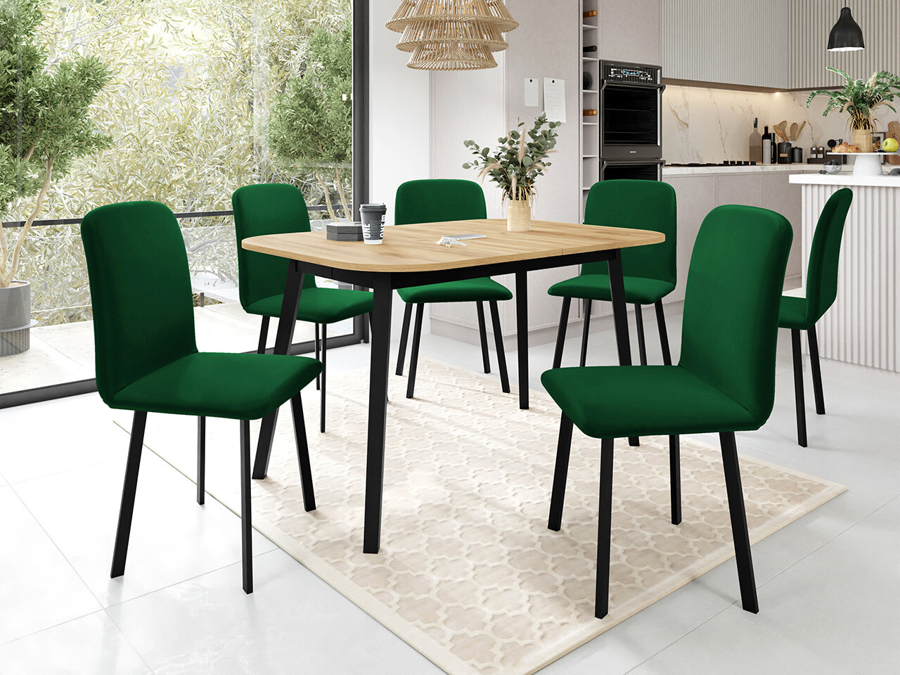 Trpezarijski set Edmond 117 (Zanatski zlatni hrast + Crno)