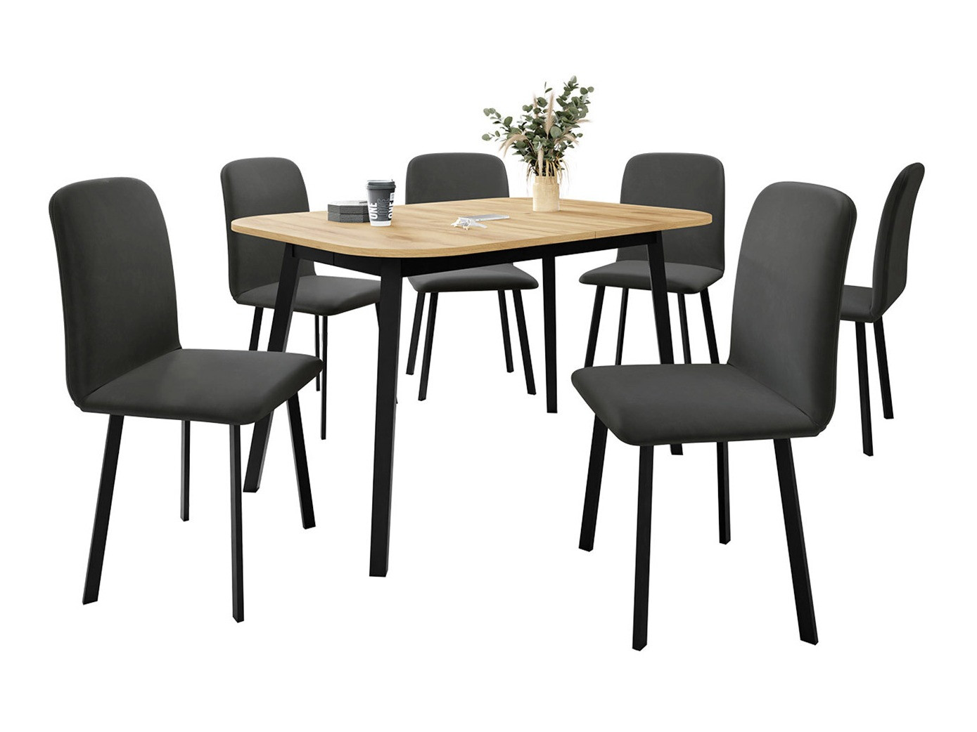 Trpezarijski set Edmond 117 (Zanatski zlatni hrast + Crno)