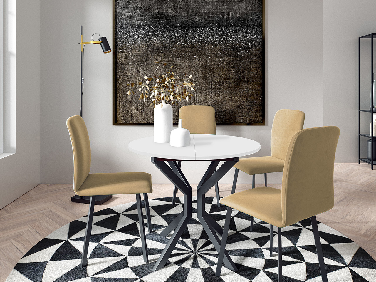 Trpezarijski set Edmond 118 (Belo + Crno)