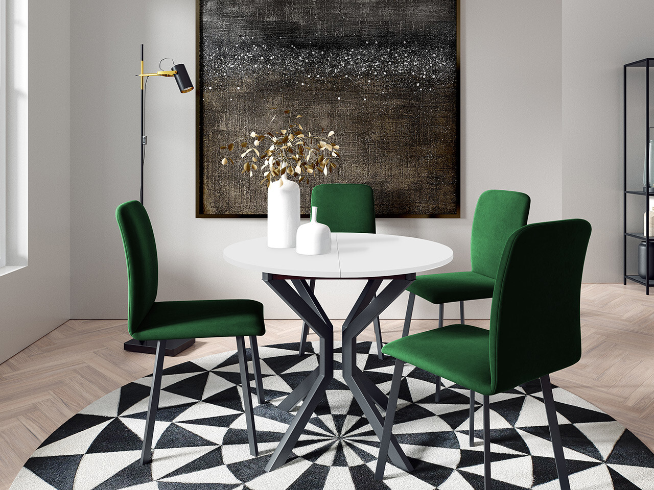 Trpezarijski set Edmond 118 (Belo + Crno)