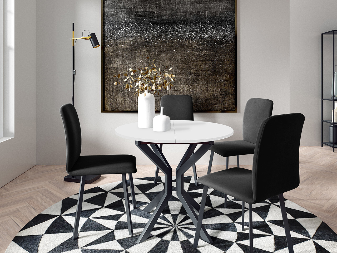 Trpezarijski set Edmond 118 (Belo + Crno)