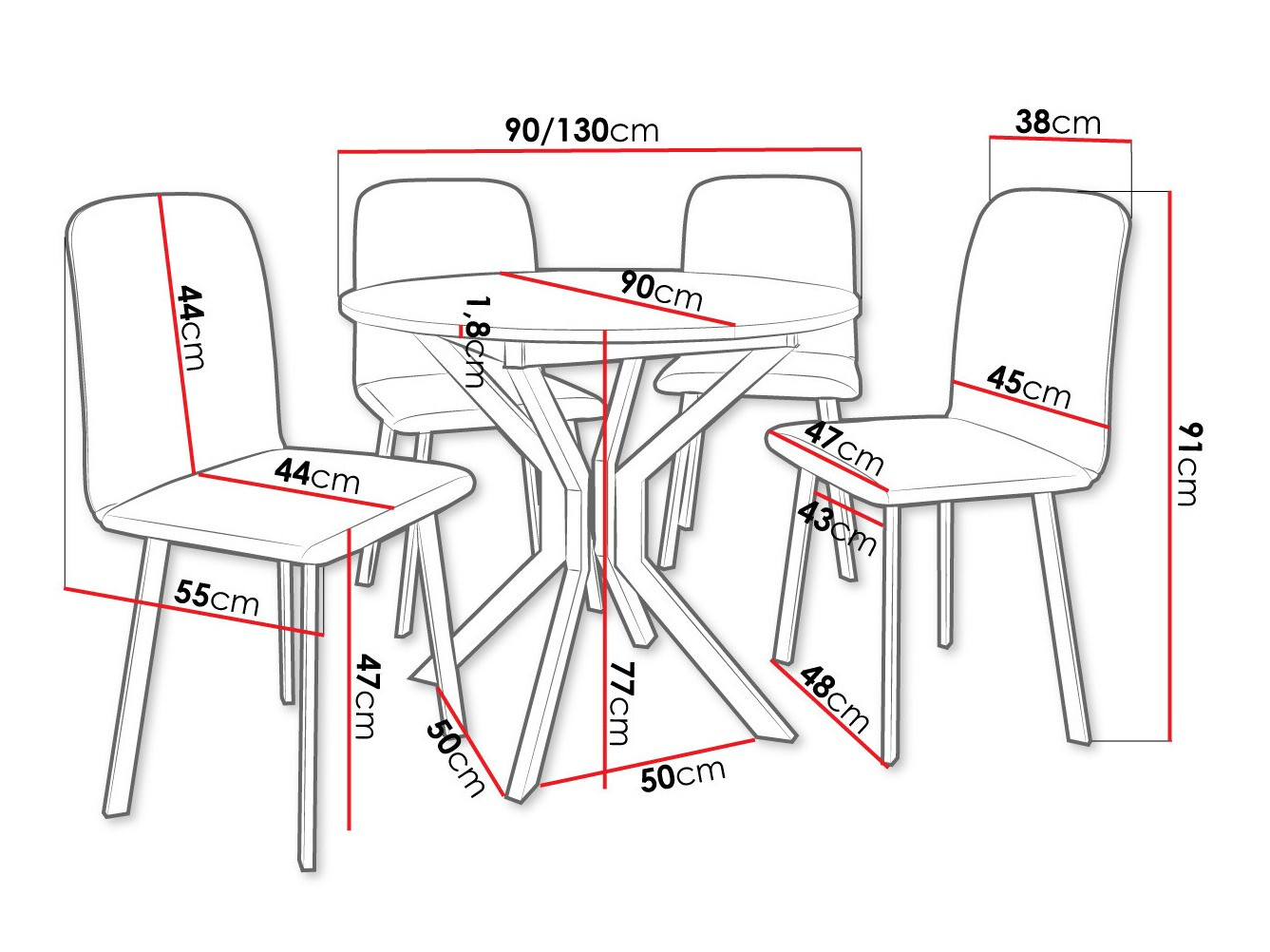 Trpezarijski set Edmond 118 (Zanatski zlatni hrast + Crno)