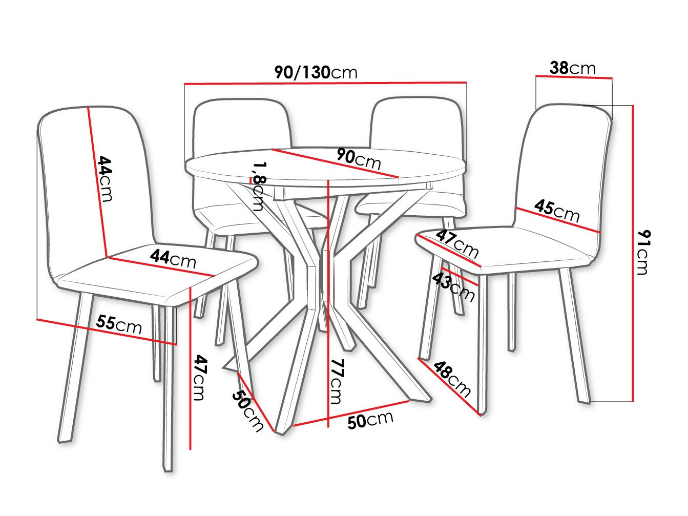 Trpezarijski set Edmond 118 (Zanatski zlatni hrast + Crno)