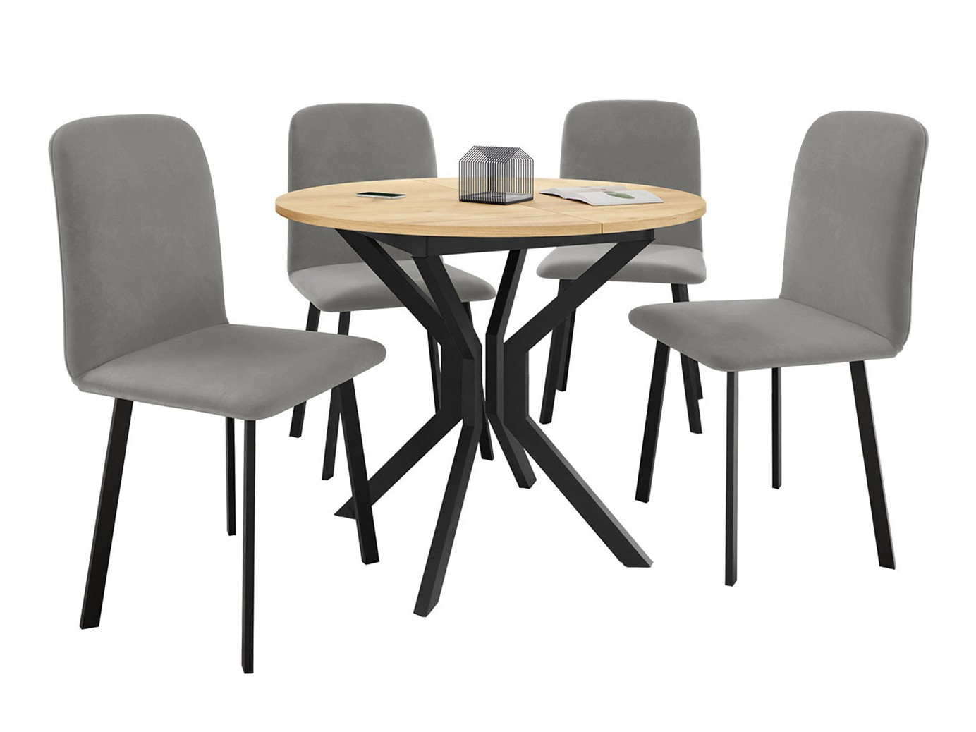 Trpezarijski set Edmond 118 (Zanatski zlatni hrast + Crno)