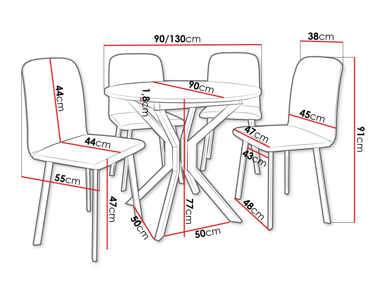 Trpezarijski set Edmond 118 (Zanatski zlatni hrast + Crno)