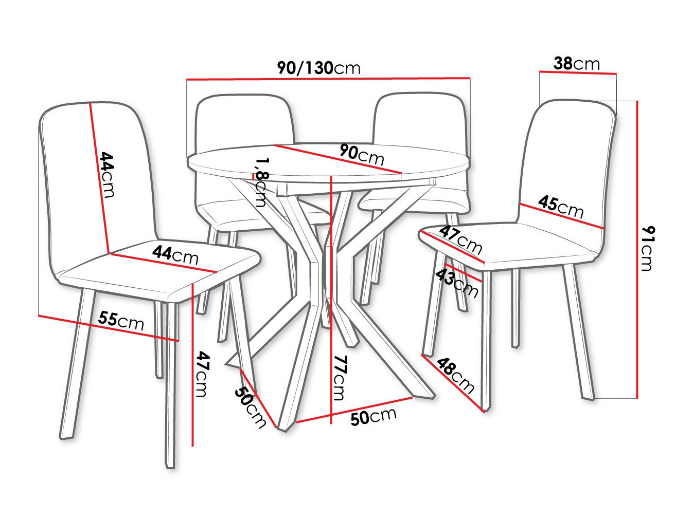 Trpezarijski set Edmond 118 (Zanatski zlatni hrast + Crno)