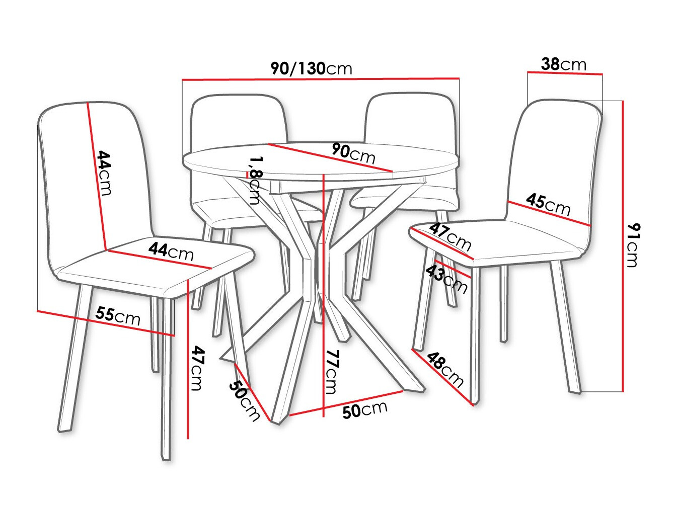 Trpezarijski set Edmond 118 (Zanatski zlatni hrast + Crno)