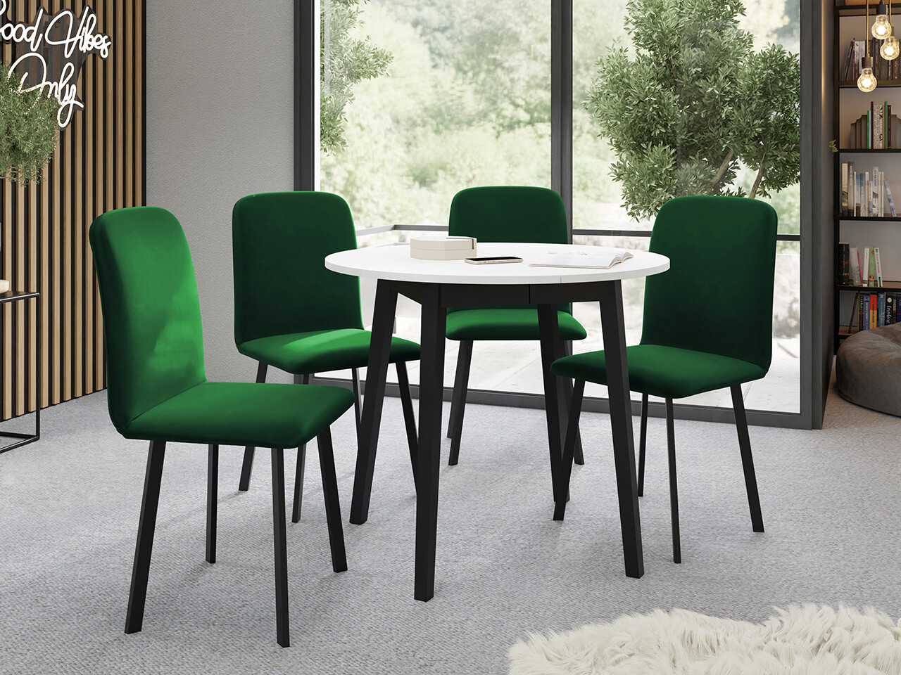 Trpezarijski set Edmond 119 (Belo + Crno)