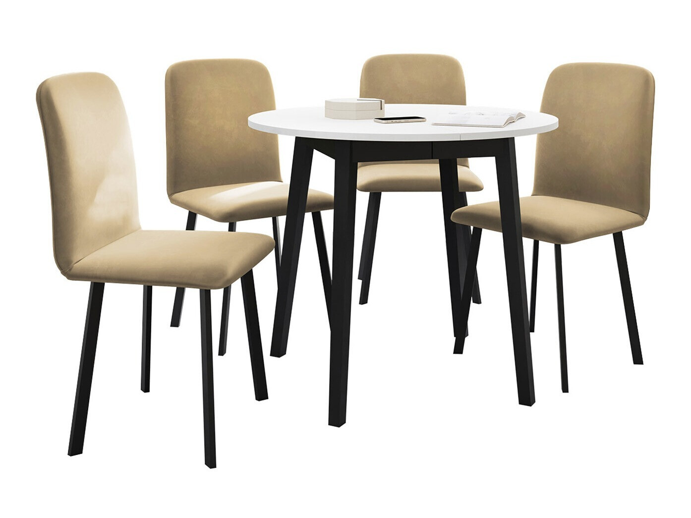 Trpezarijski set Edmond 119 (Belo + Crno)