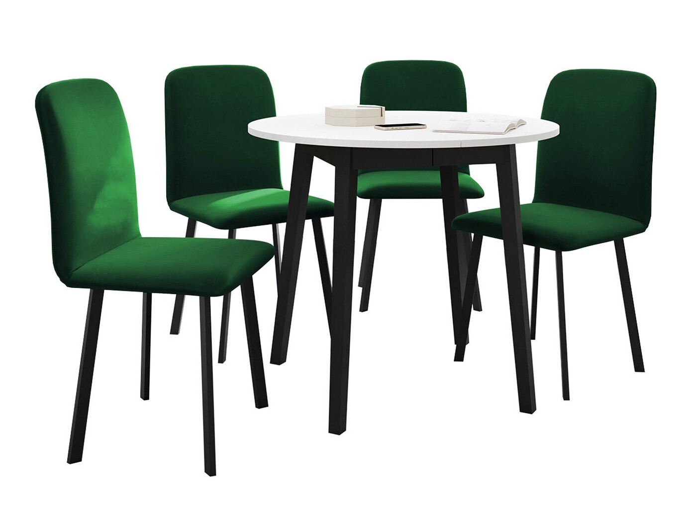 Trpezarijski set Edmond 119 (Belo + Crno)