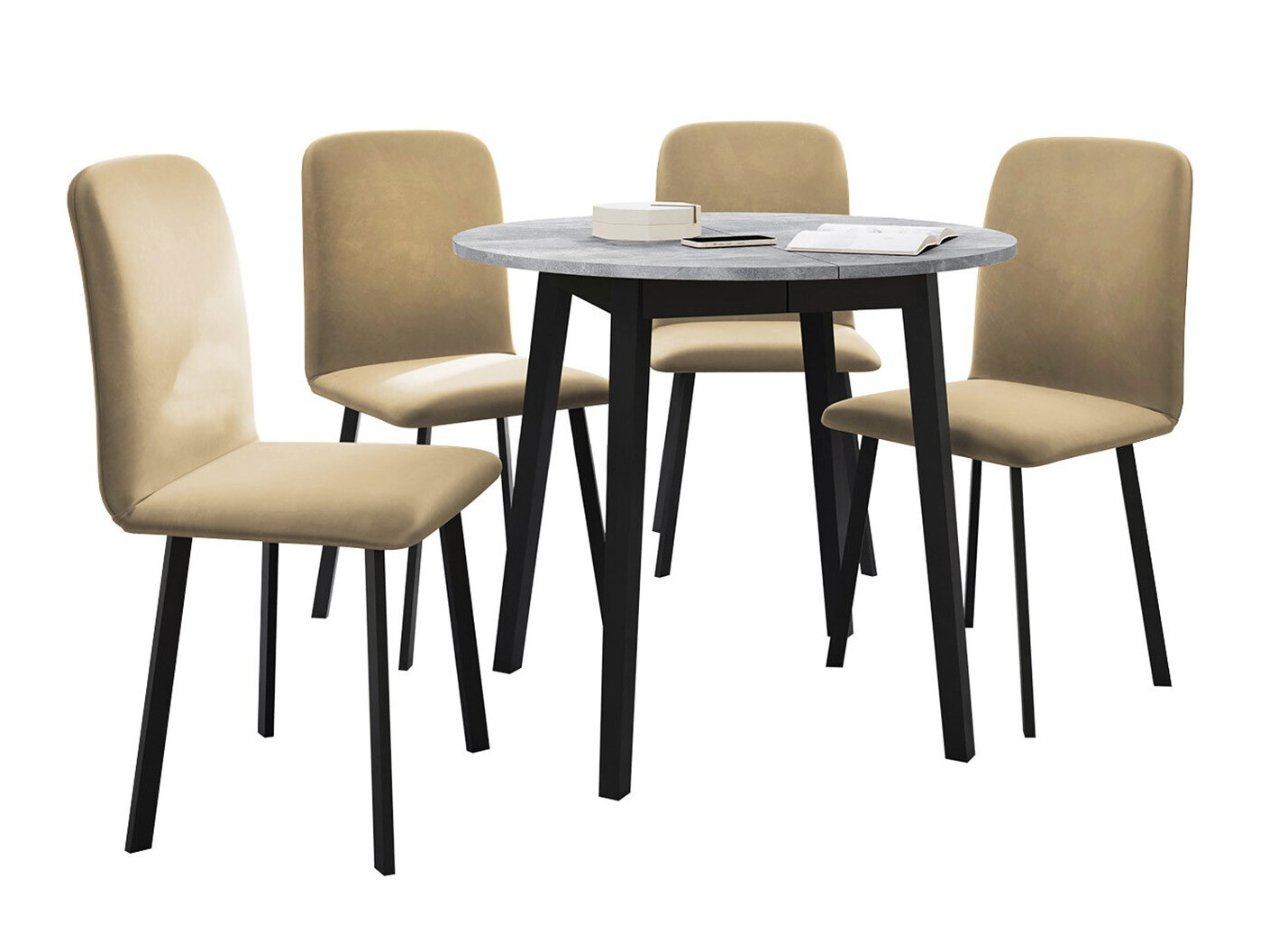 Trpezarijski set Edmond 119 (Sivi mermer + Crno)