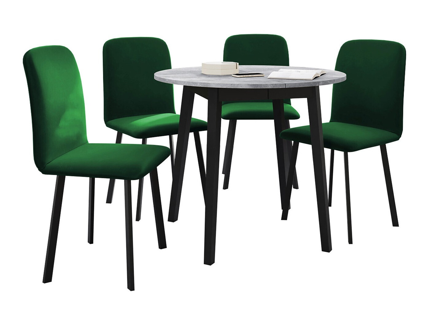 Trpezarijski set Edmond 119 (Sivi mermer + Crno)