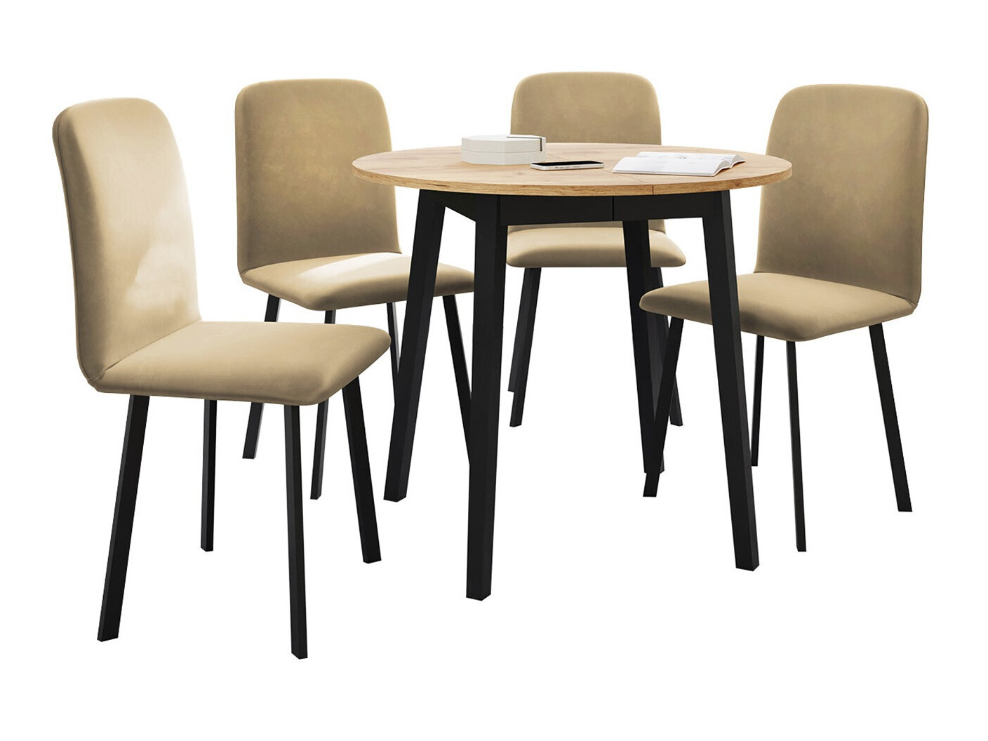 Trpezarijski set Edmond 119 (Zanatski zlatni hrast + Crno)