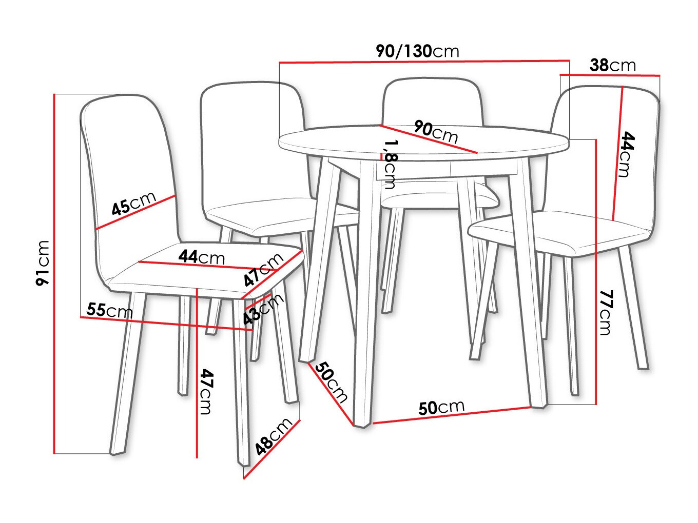 Trpezarijski set Edmond 119 (Zanatski zlatni hrast + Crno)