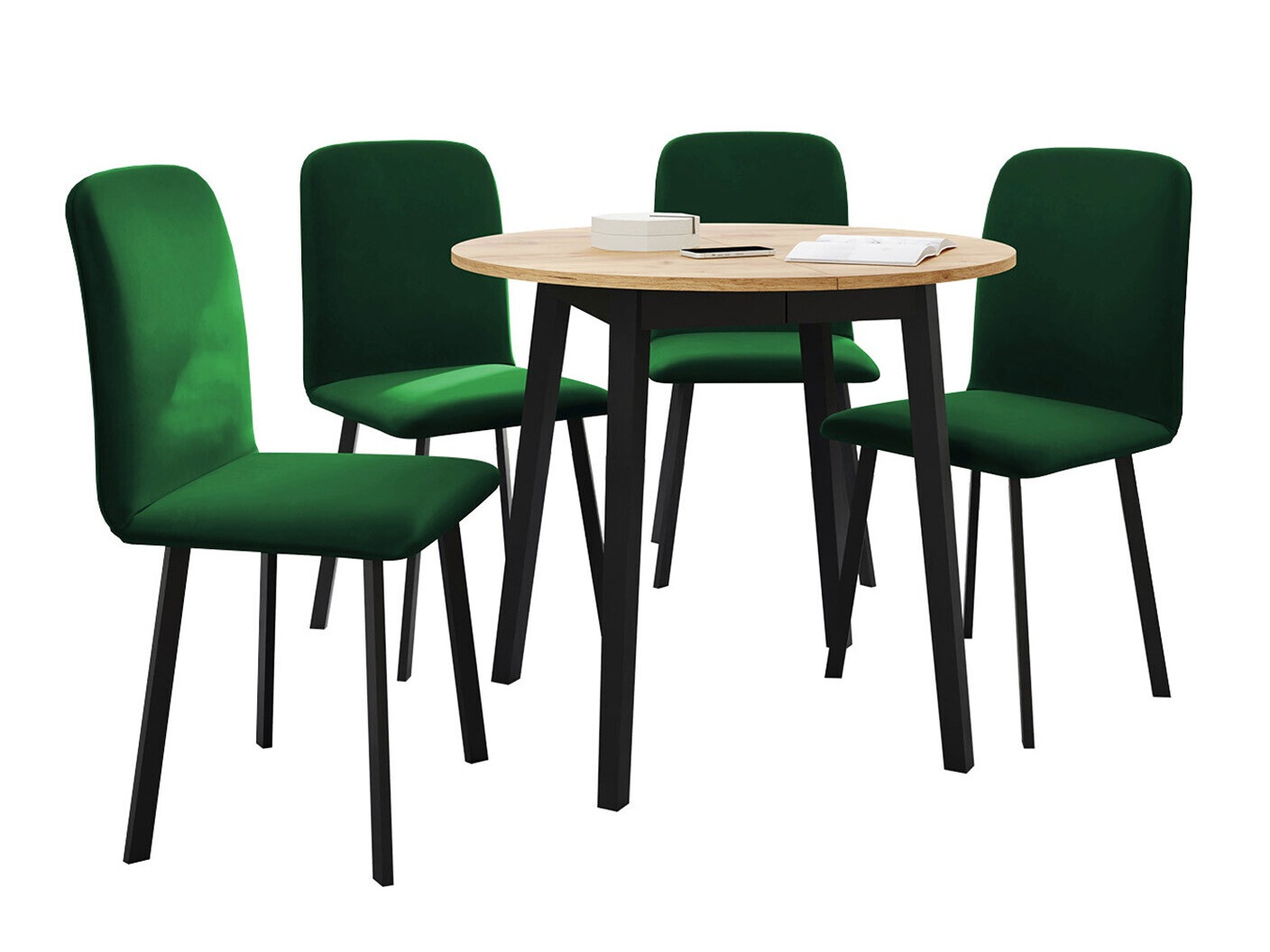 Trpezarijski set Edmond 119 (Zanatski zlatni hrast + Crno)