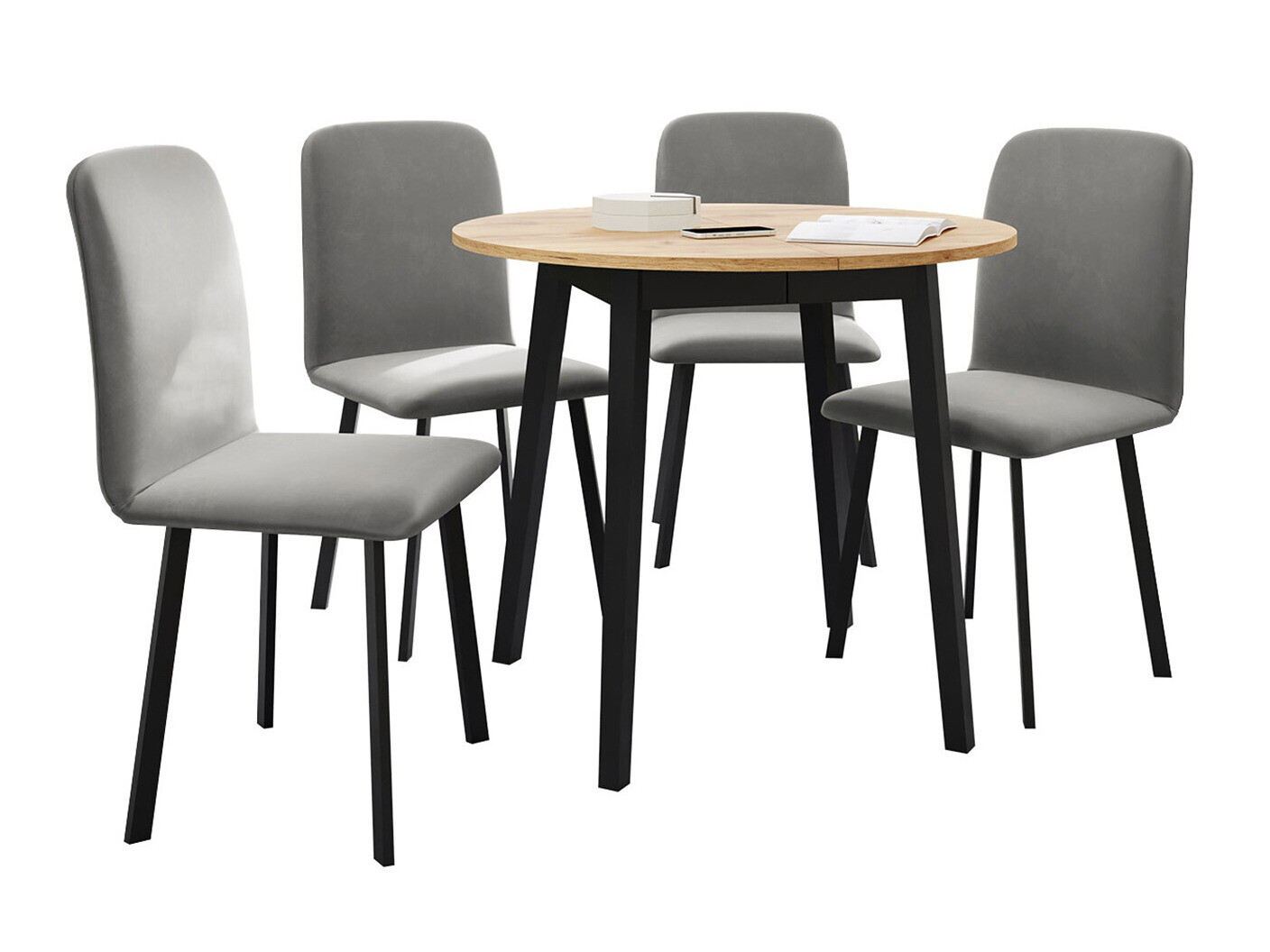 Trpezarijski set Edmond 119 (Zanatski zlatni hrast + Crno)