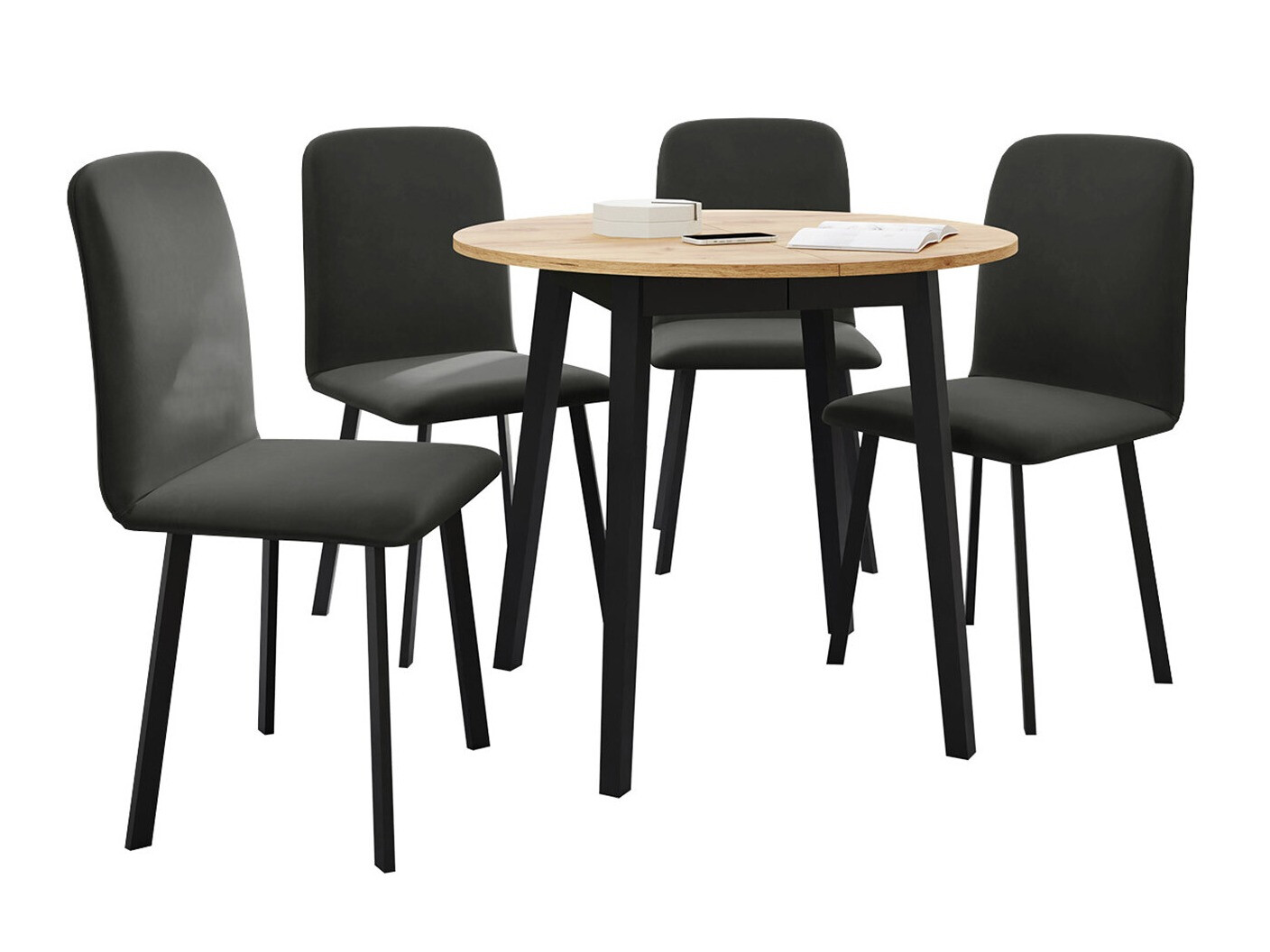 Trpezarijski set Edmond 119 (Zanatski zlatni hrast + Crno)