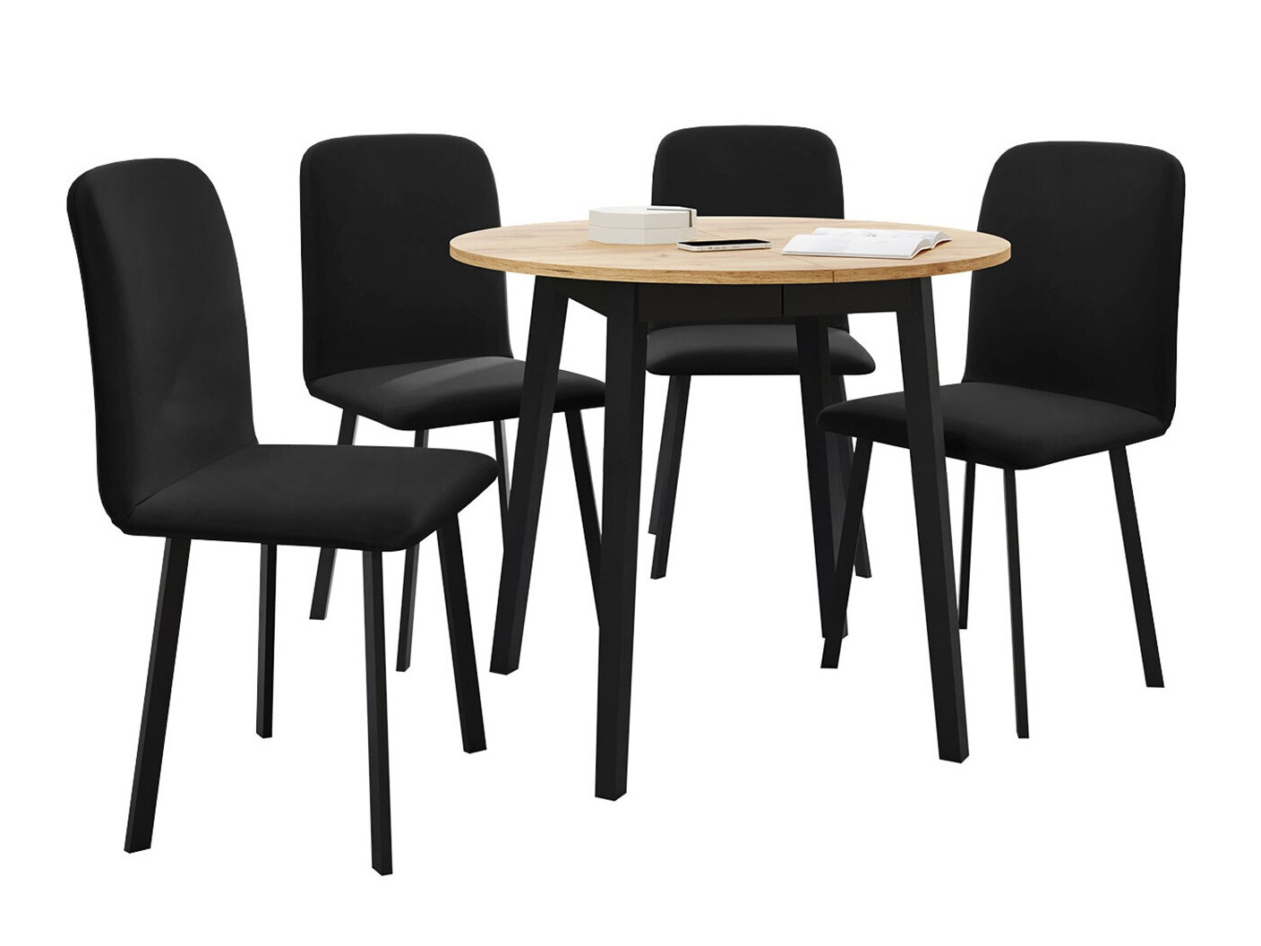 Trpezarijski set Edmond 119 (Zanatski zlatni hrast + Crno)