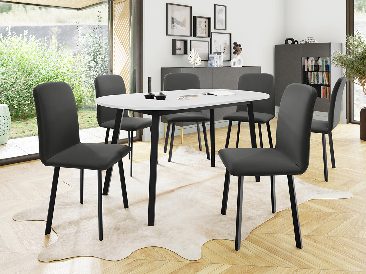 Trpezarijski set Edmond 121 (Belo + Crno)