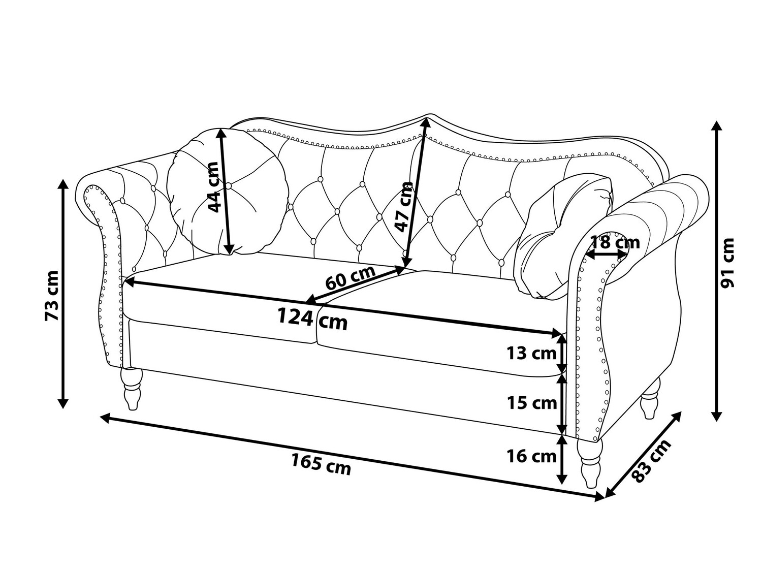 Česterfild sofa Berwyn 788 (Plava)