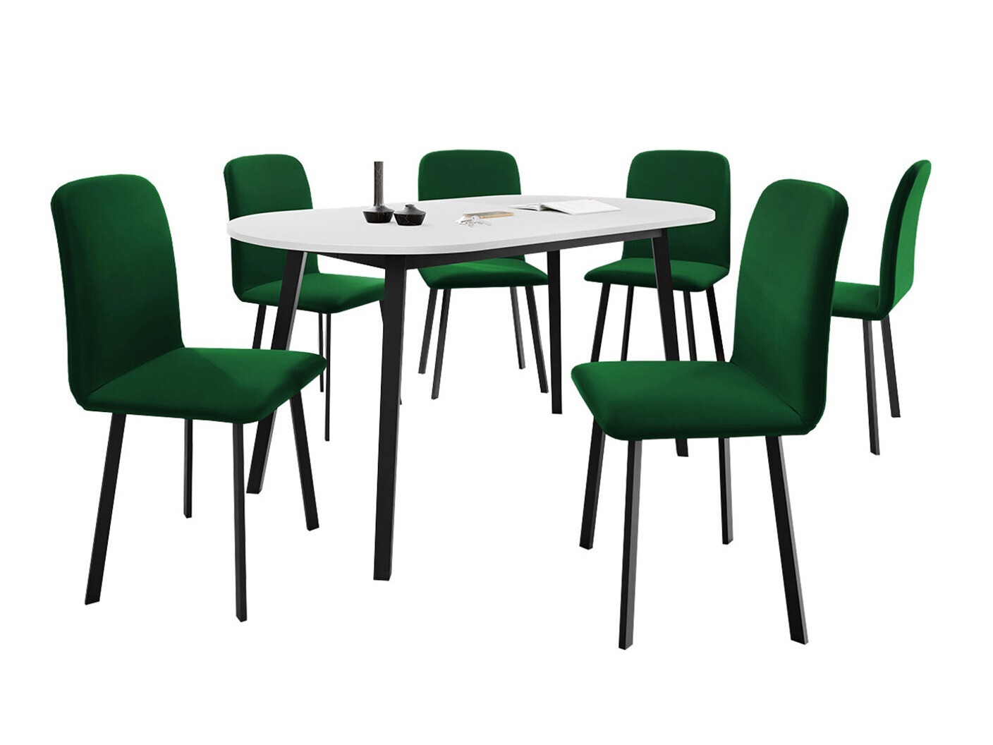 Trpezarijski set Edmond 121 (Belo + Crno)