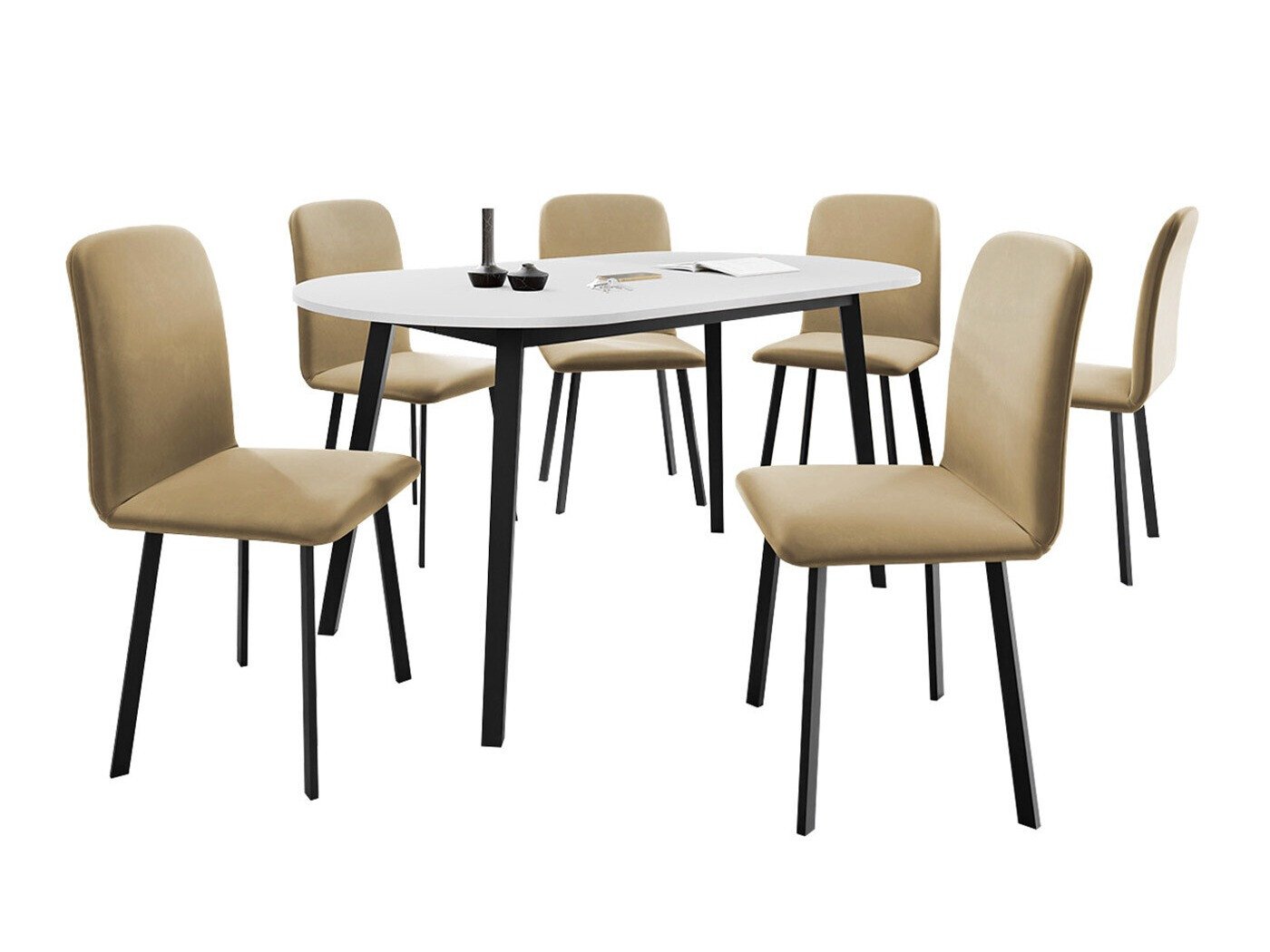 Trpezarijski set Edmond 121 (Belo + Crno)