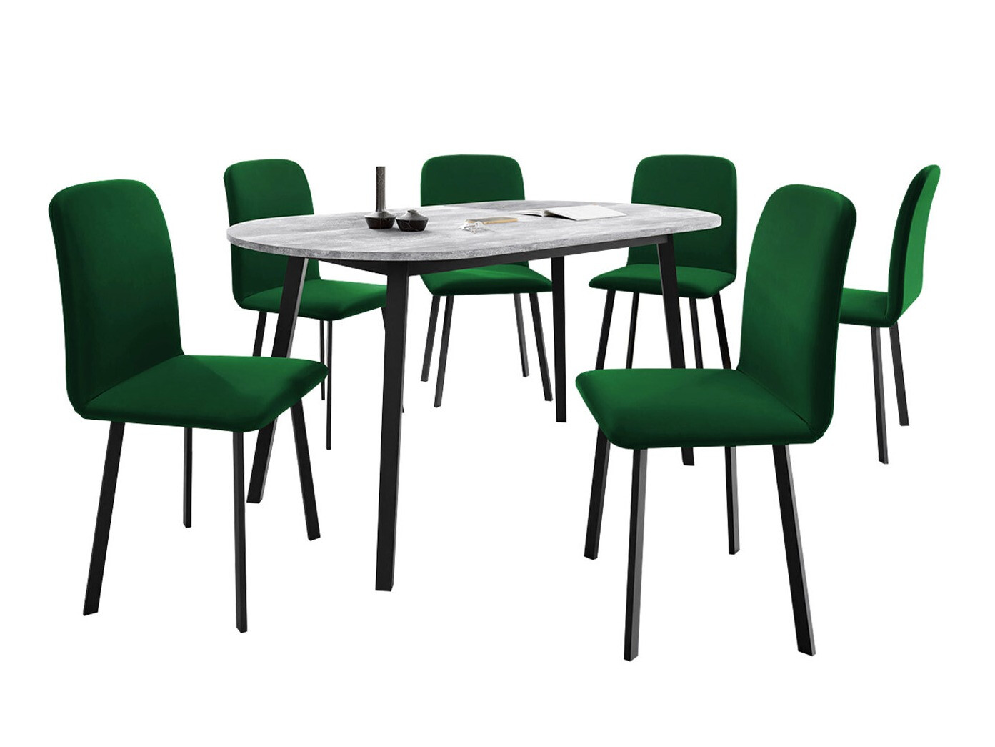 Trpezarijski set Edmond 121 (Sivi mermer + Crno)