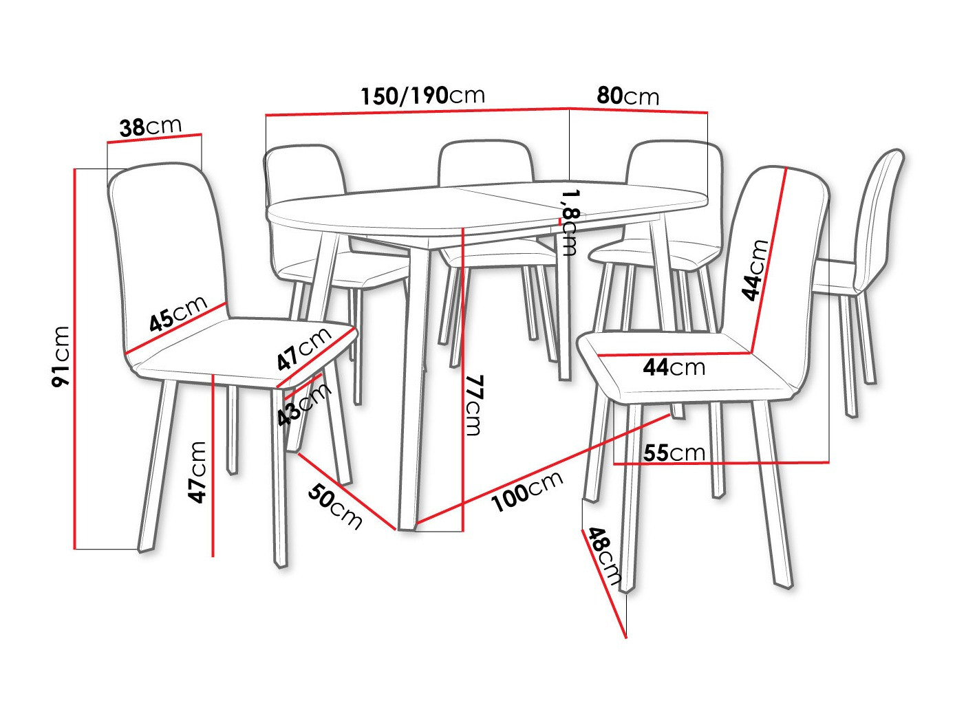 Trpezarijski set Edmond 121 (Sivi mermer + Crno)