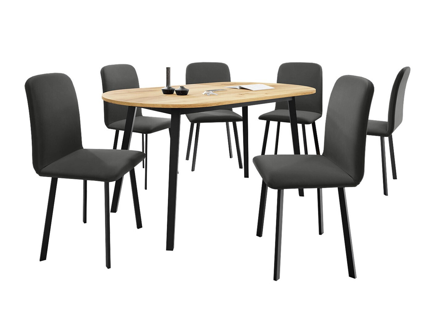 Trpezarijski set Edmond 121 (Zanatski zlatni hrast + Crno)