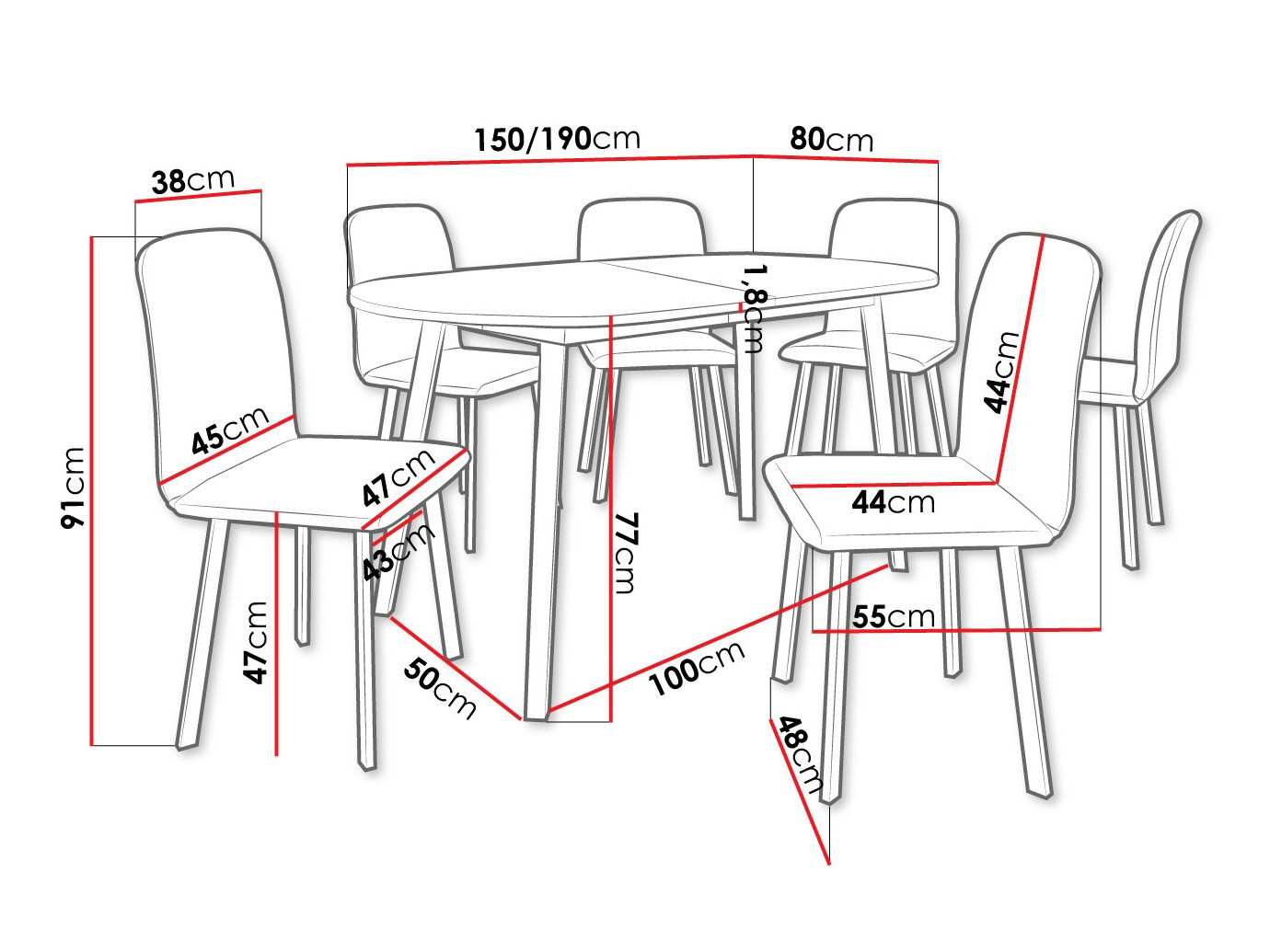 Trpezarijski set Edmond 121 (Zanatski zlatni hrast + Crno)