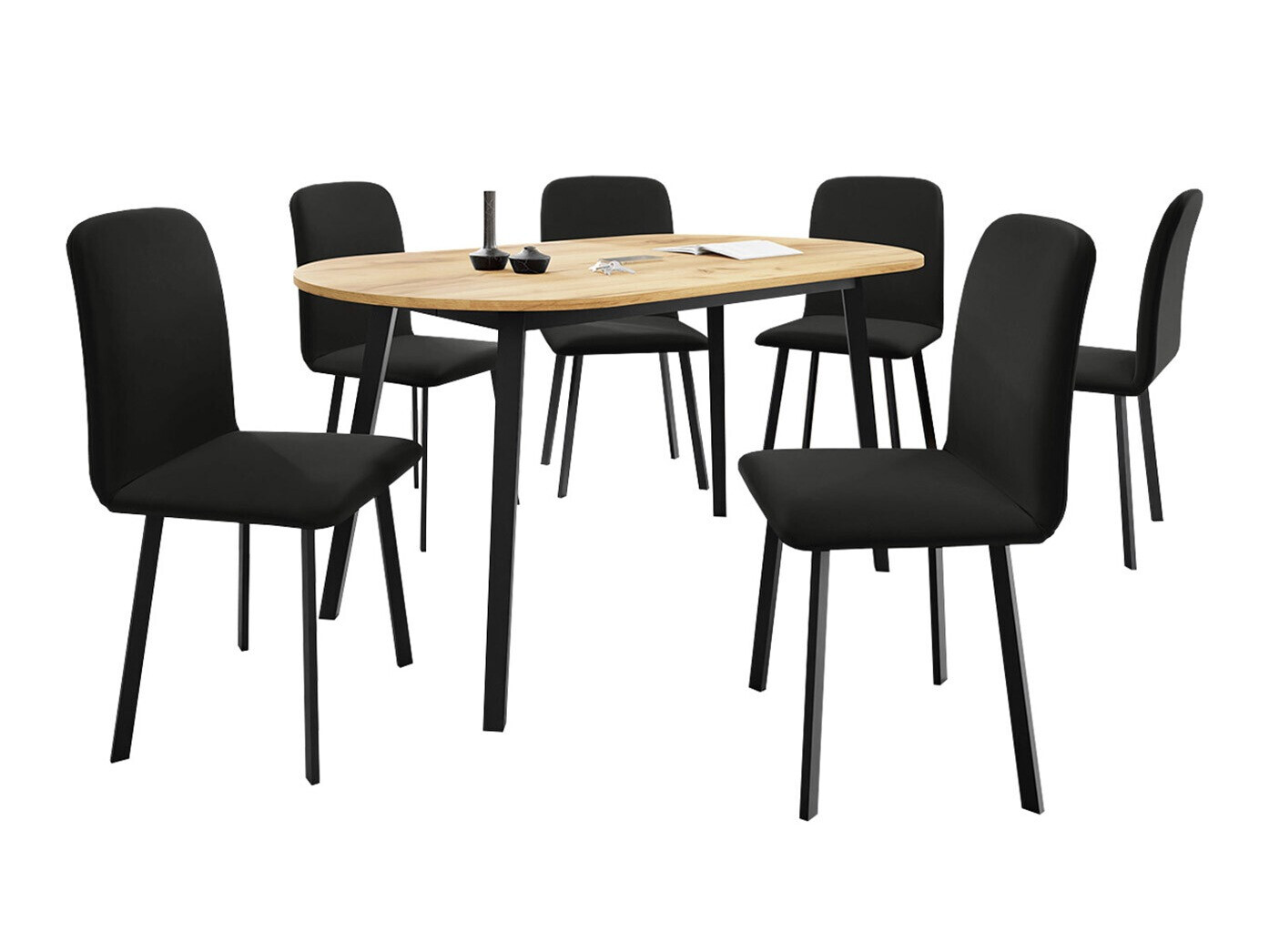 Trpezarijski set Edmond 121 (Zanatski zlatni hrast + Crno)