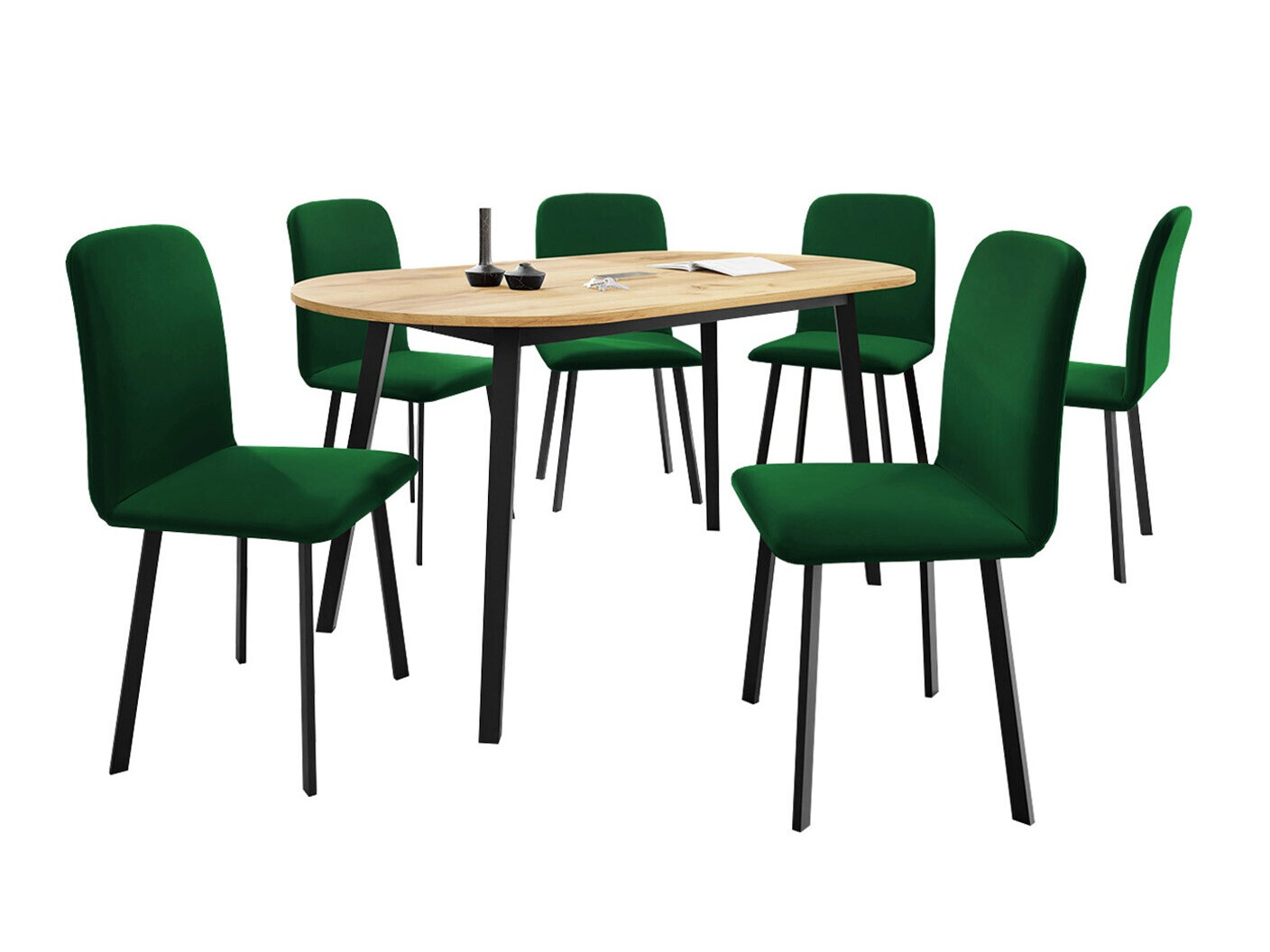 Trpezarijski set Edmond 121 (Zanatski zlatni hrast + Crno)