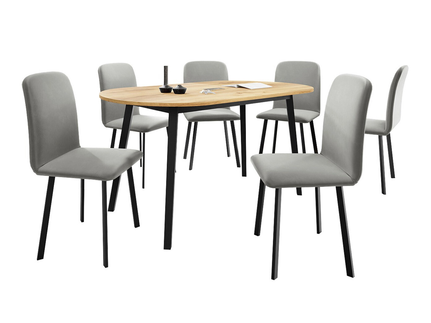 Trpezarijski set Edmond 121 (Zanatski zlatni hrast + Crno)