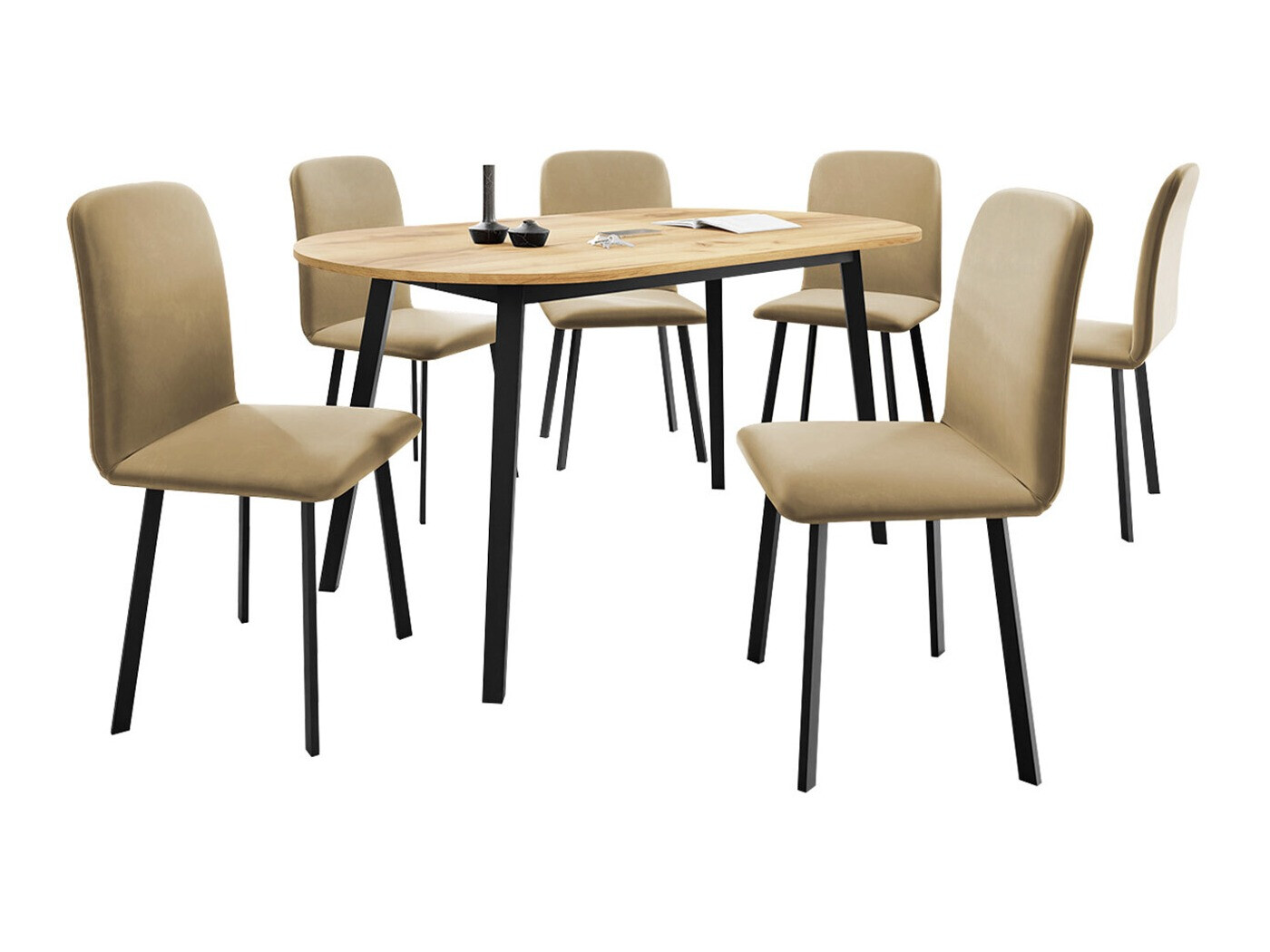 Trpezarijski set Edmond 121 (Zanatski zlatni hrast + Crno)