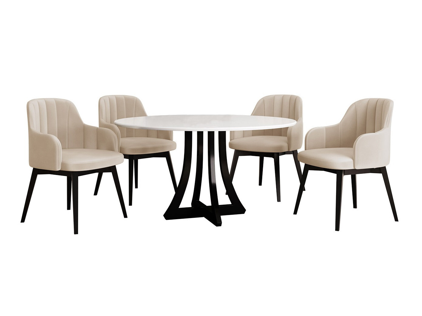 Trpezarijski set Racine 128 (Sjajno belo + Crna visoki sjaj)