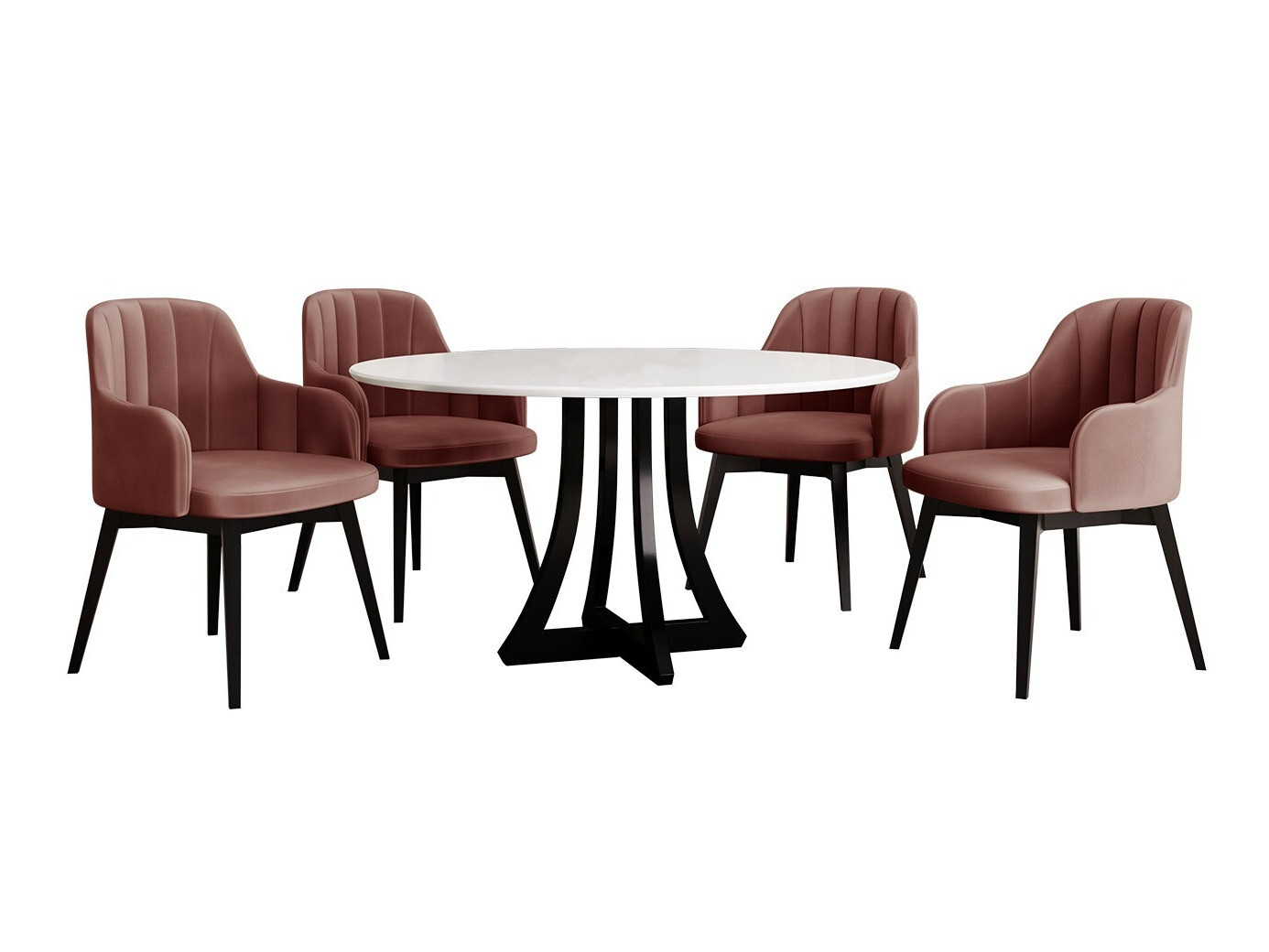 Trpezarijski set Racine 128 (Sjajno belo + Crna visoki sjaj)