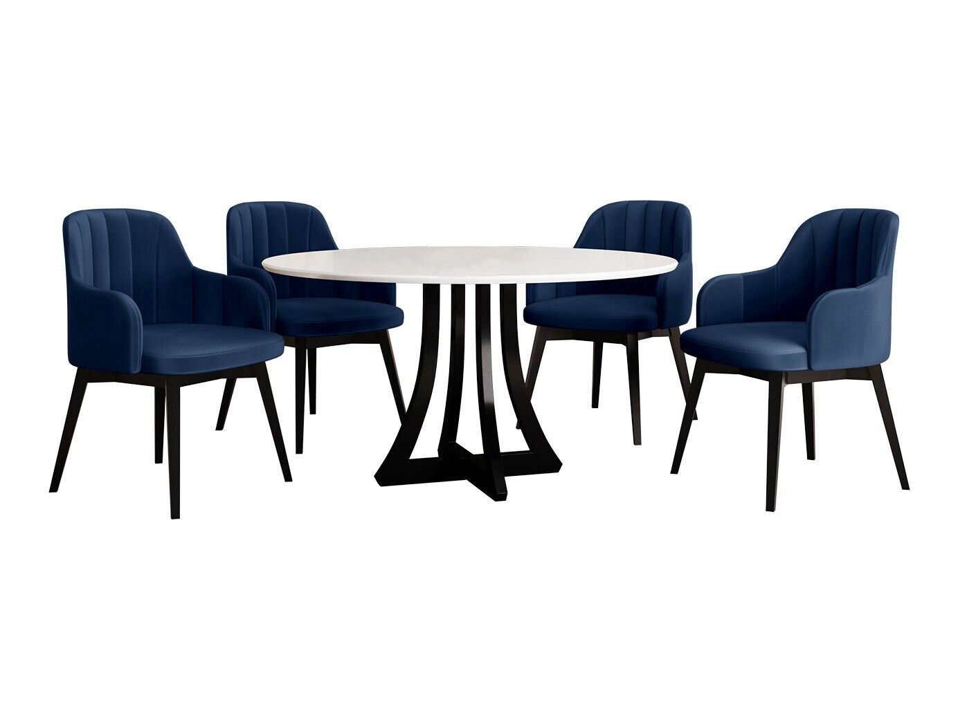 Trpezarijski set Racine 137 (Sjajno belo + Crna visoki sjaj)