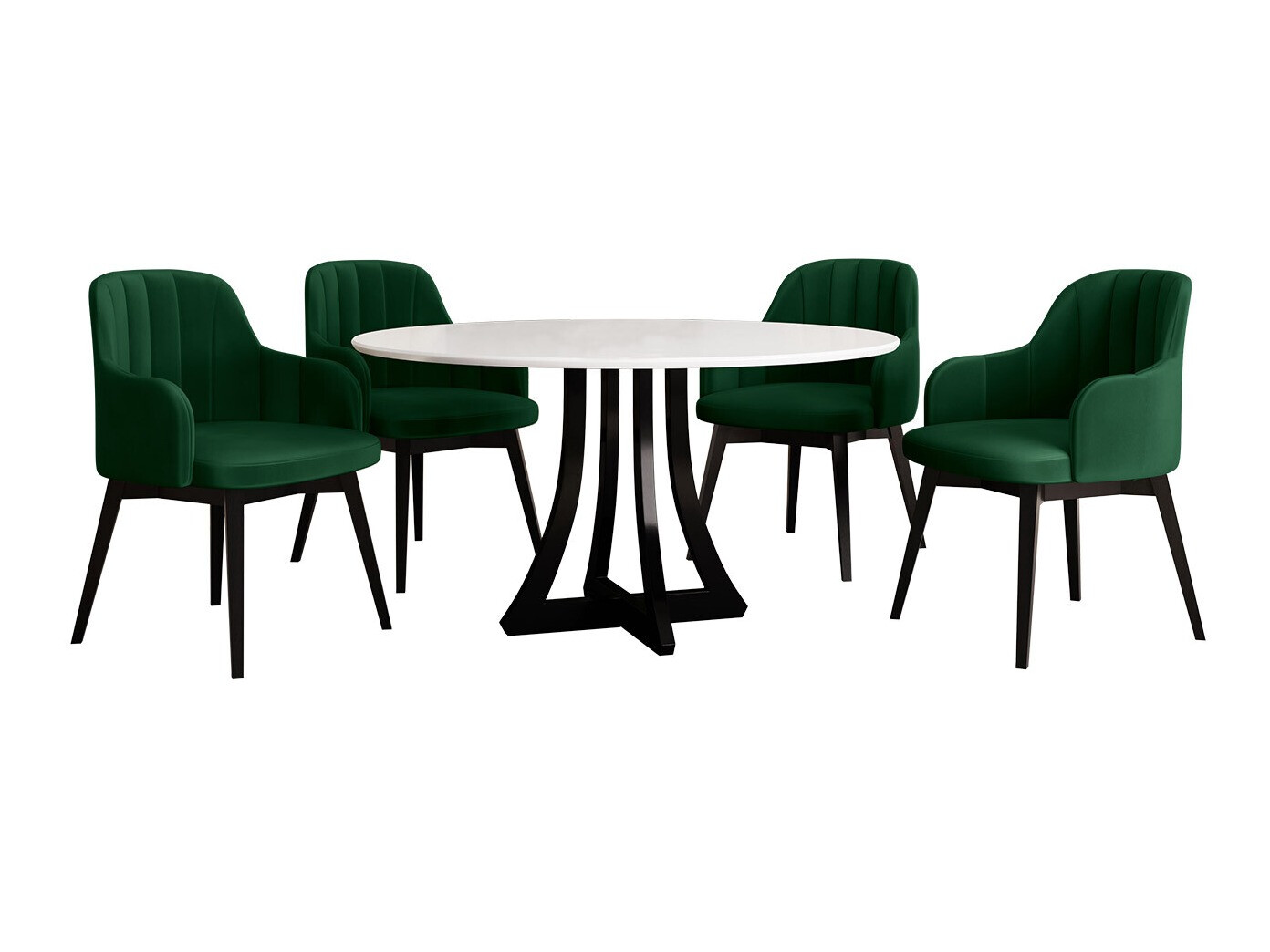 Trpezarijski set Racine 137 (Sjajno belo + Crna visoki sjaj)