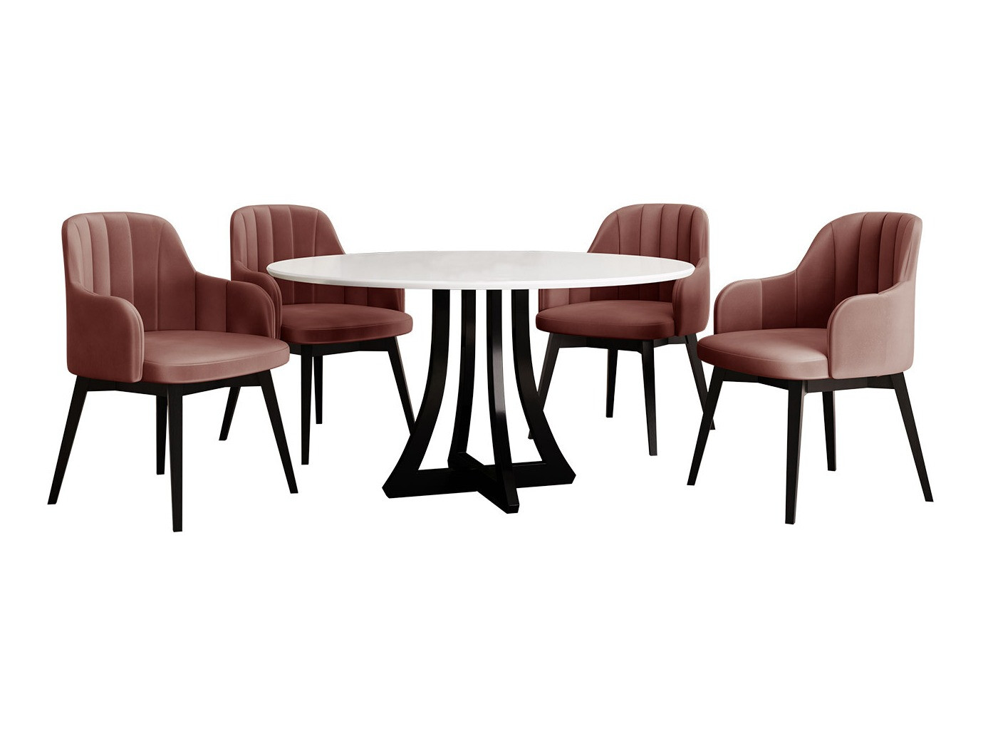 Trpezarijski set Racine 137 (Sjajno belo + Crna visoki sjaj)