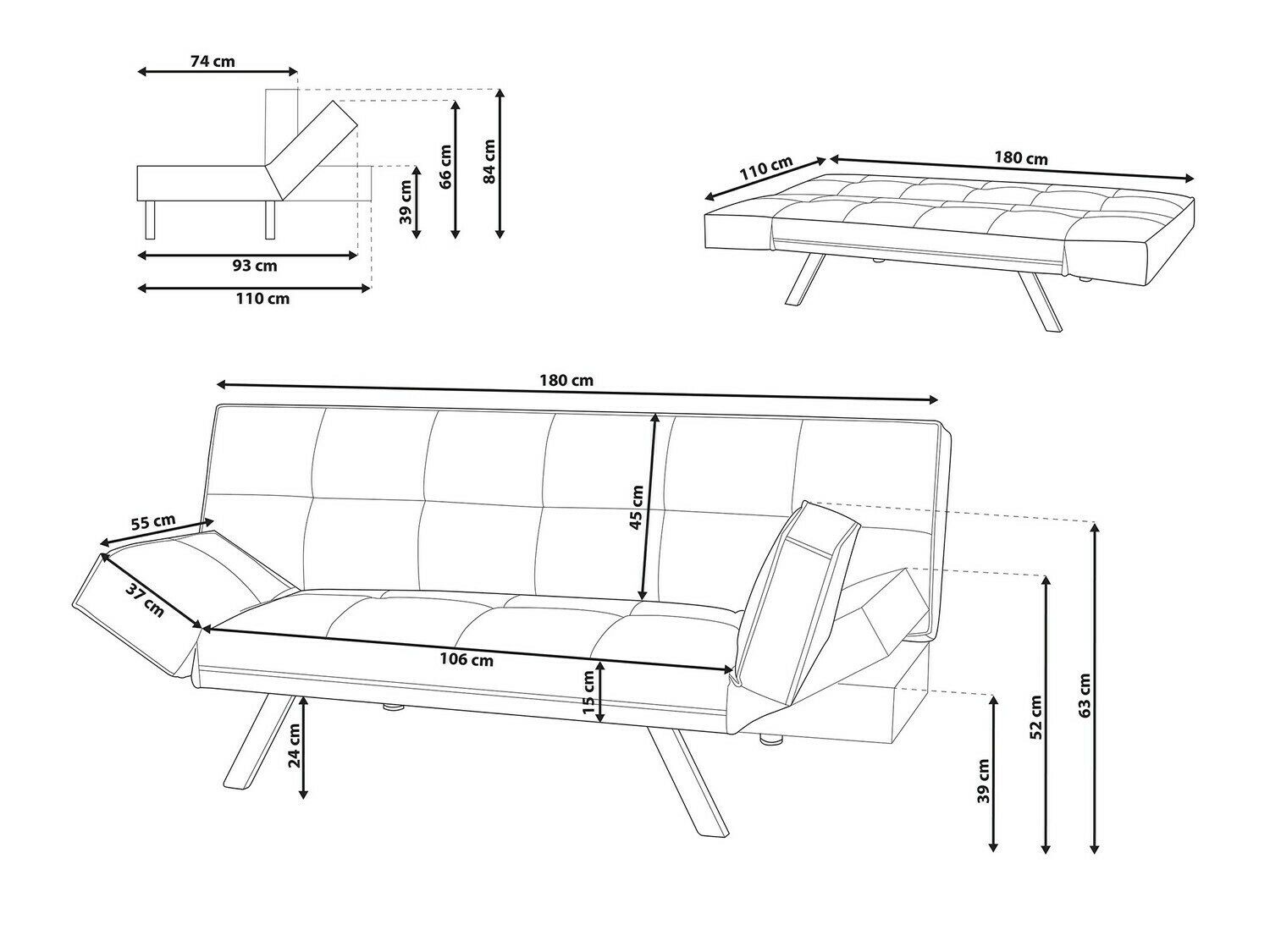 Sofa na razvlačenje Berwyn 801 (Sivo)