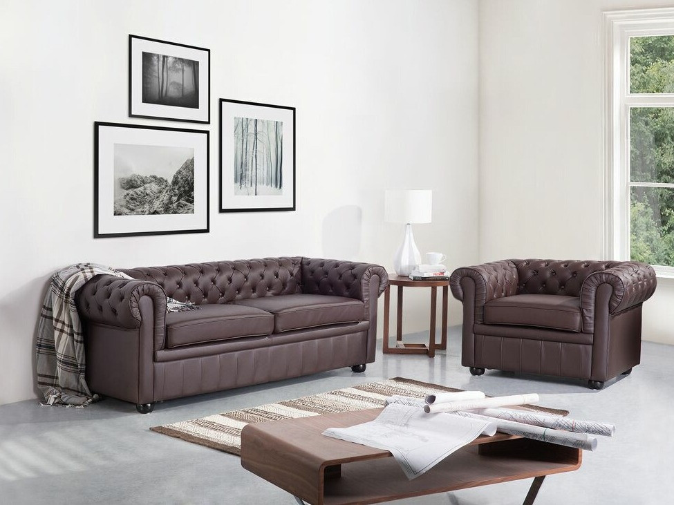 Česterfild sofa Berwyn 832 (Tamno smeđa)