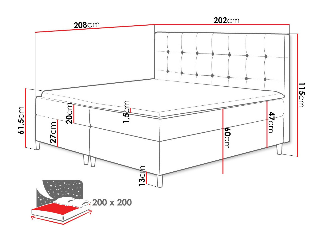 Boxspring krevet Baltimore 130 (Magic Velvet 2215)