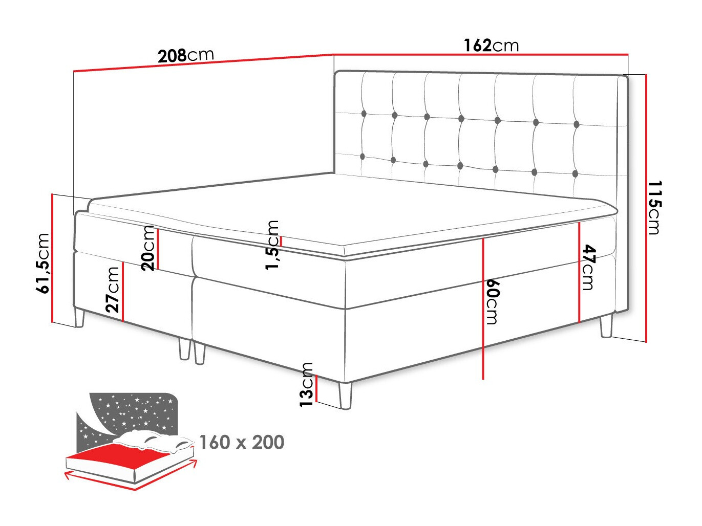 Boxspring krevet Baltimore 130 (Magic Velvet 2216)