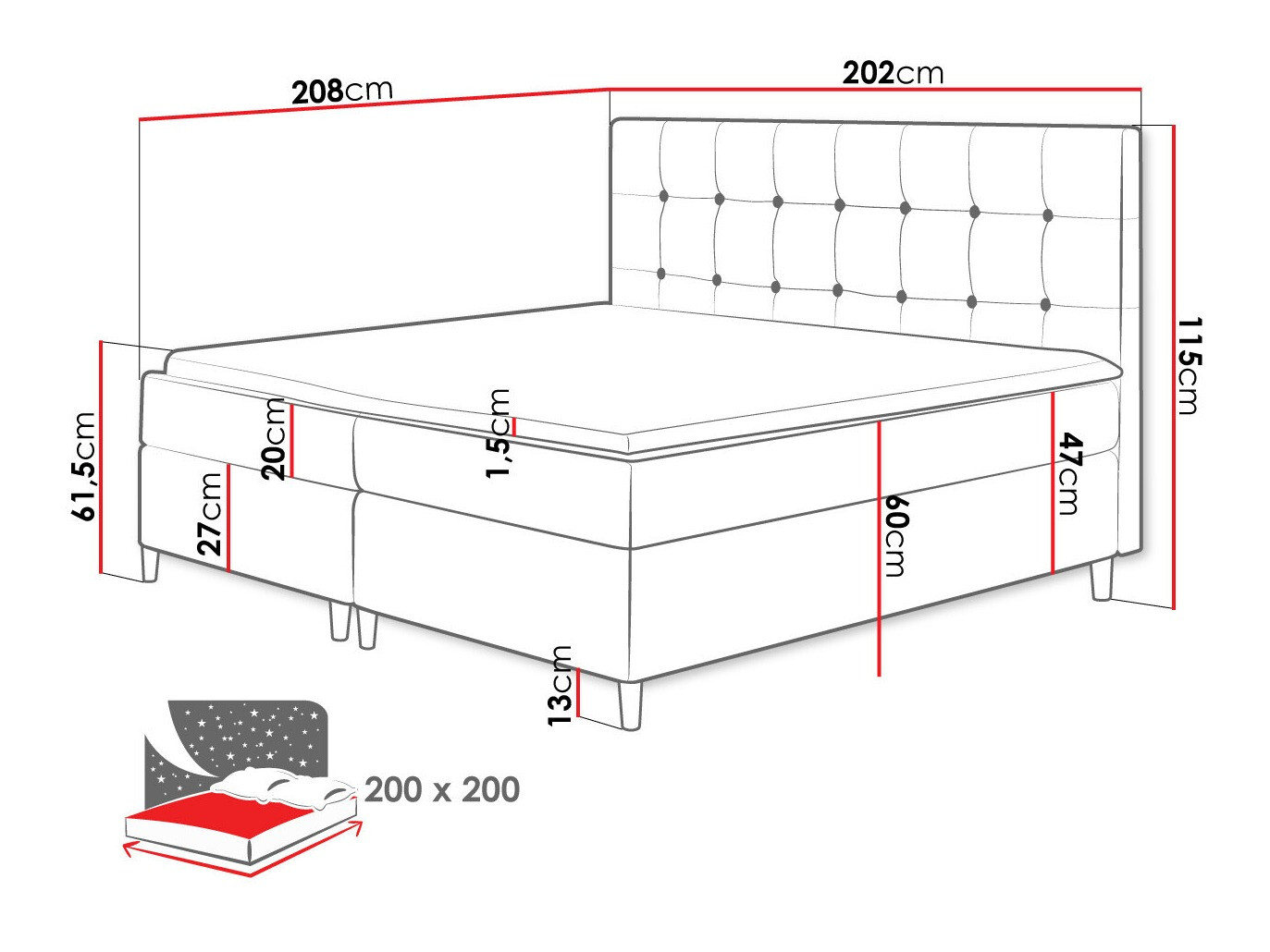 Boxspring krevet Caseus (Magic Velvet 2216)