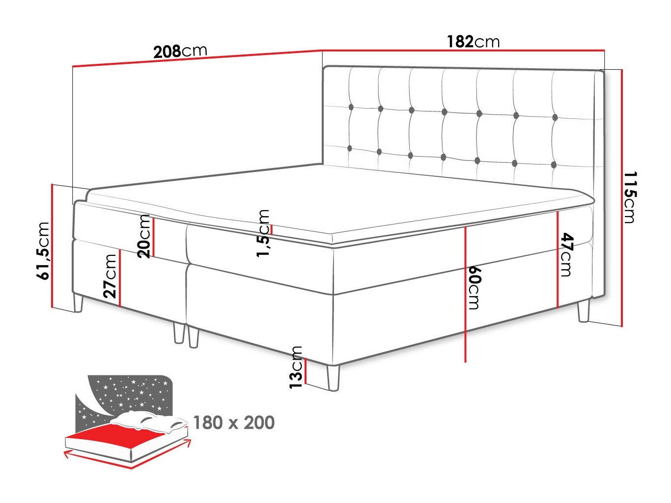 Boxspring krevet Caseus (Magic Velvet 2257)